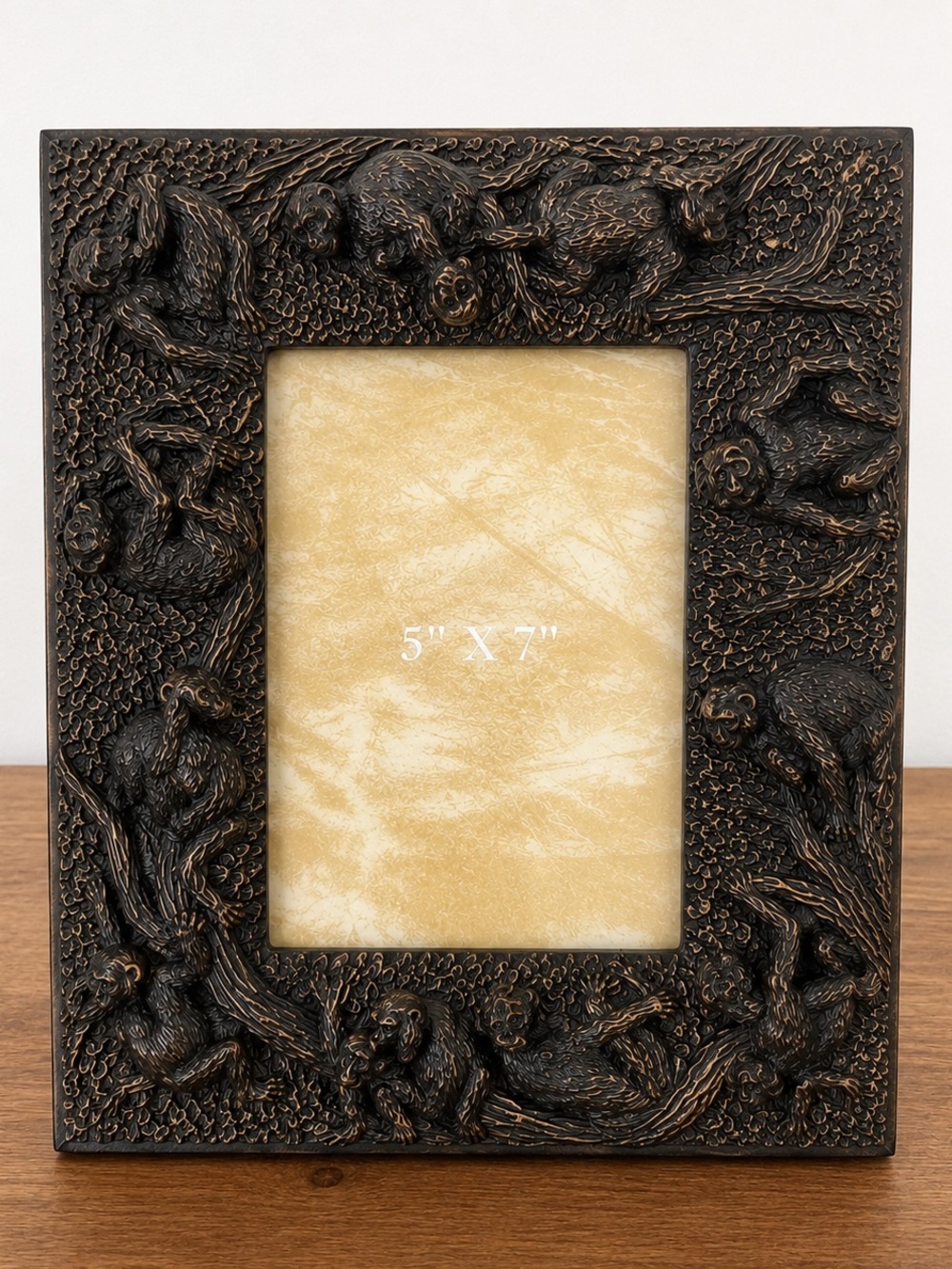 Monkey Jungle Safari 5x7 Photo Frame Bronze Tone Carved Resin